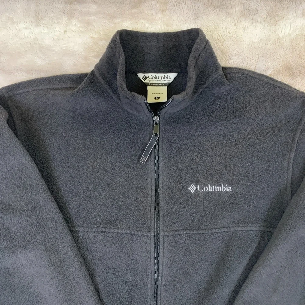 Columbia Fleece Mens Large black Full Zip‎ Long Sleeve Jacket Outdoors Casual